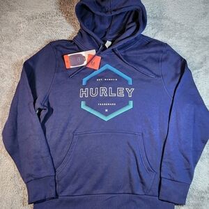 Hurley Men's Pullover Hoodie Size Medium Blue Pullover Logo Graphic NWT